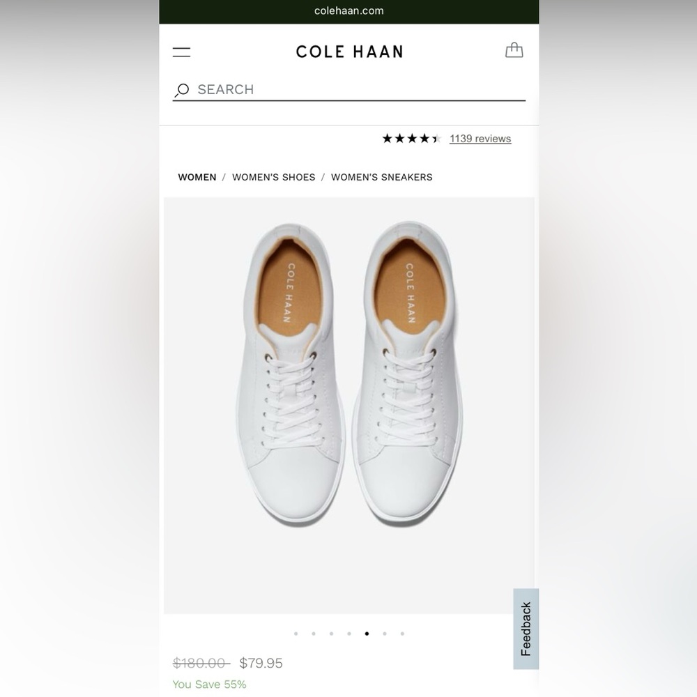 White Cole Haan Grand Crosscourt Sneakers Shoes, Women 8, Leather, Sezane Jack - Picture 9 of 9